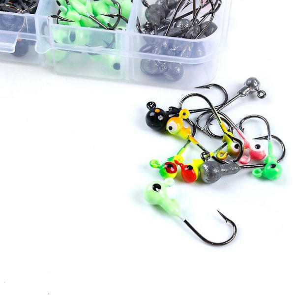 100 st/låda Multicolor Jig Head Hooks Med Enkelkrok Havsfiske Utrustning Tackle Box Nr.206698