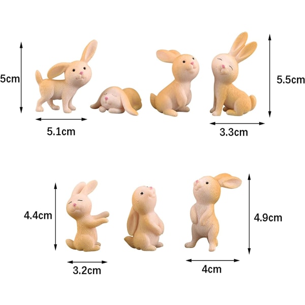 7 st set av mini kanin form, mini kanin form dekoration, mini landskap dekoration, kan användas för tårtdekoration, sagoträdgård
