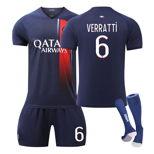 2324 Pariisin kotipaita lasten oppilaille aikuisille harjoitusurheilupuku miehille ja naisille Messi jalkapalloasu NO.6 S