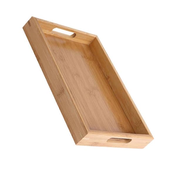 Bambus Serveringsbrett Rektangulær Husholdningsbruk Lys Brun 35x22cm Oppbevaring 1 stk