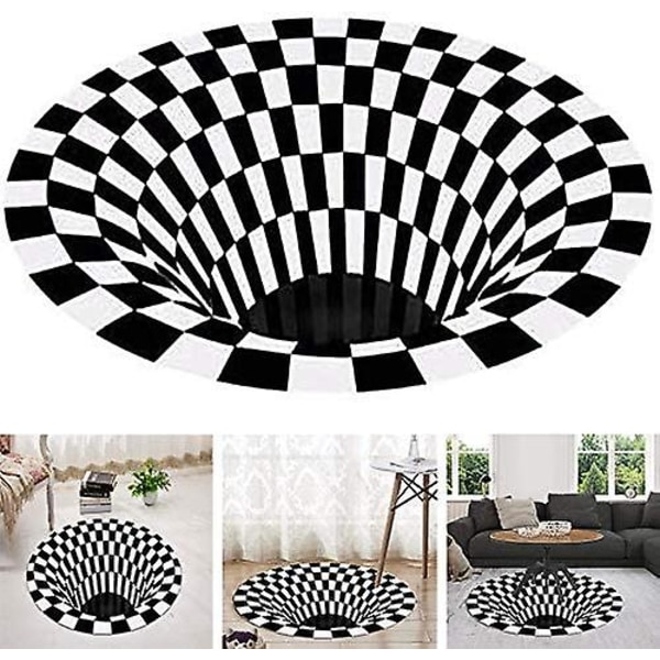 Mesh pyöreä verkkomatto, 3d Swirl Illusion -matto Makuuhuoneen Swirl Illusion -matto, 1kpl,