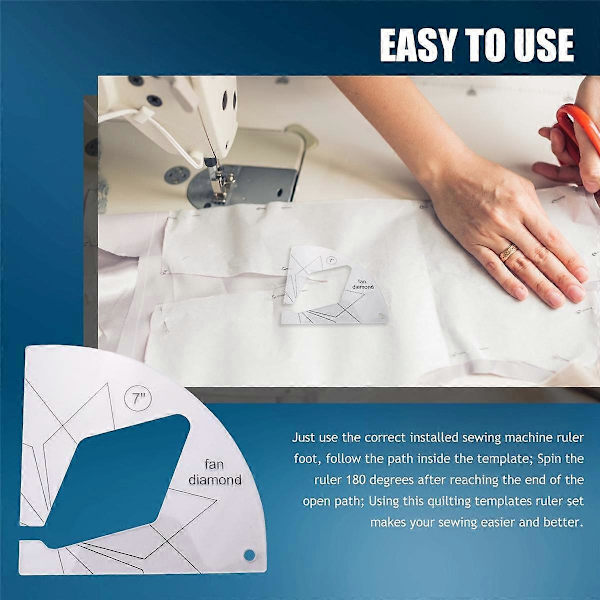 11 stk. Fri-bevegelses Quilting Malsett - Sylinjal & Klar Markering Akryl Linjal & Stryke Linjal for