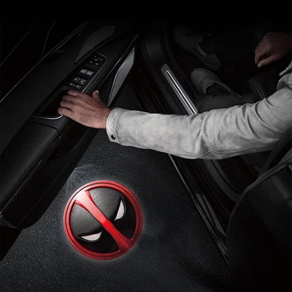 Fit Deadpool Auton Ovi Valo Logo Projektori Hd Ghost Shadow Tervetuloa Valo 2kpl Auton Ovi Lätäkkö Valot Deadpool Auton Lisävarusteet (fit Deadpool)