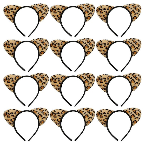 12 stk leopardmønstret katteøre pannebånd hårbånd kostyme rekvisitter hårtilbehør xh