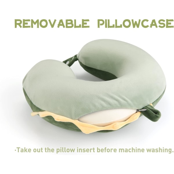 Dinosaur Travel Pillow - Nackkudde för barn för resor - Resetillbehör för flygplan, Road Trip (grön)