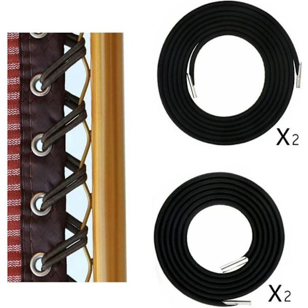 Fritidsstol tilbehør bog elastisk gummibånd bungee slidtræk snor kostring reb-sort, 2stk 2,2m, 2stk 1,4m