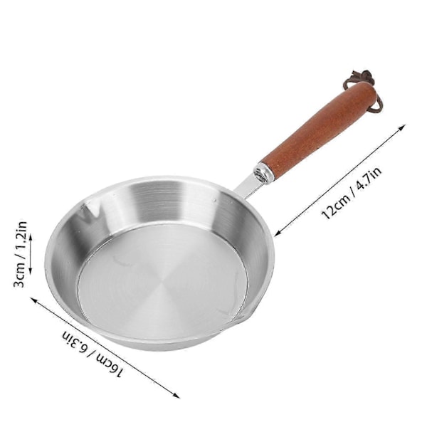 Non-stick 16 cm stekpanna i rostfritt stål för hushåll, restaurang och induktionshäll (EU-marknaden)