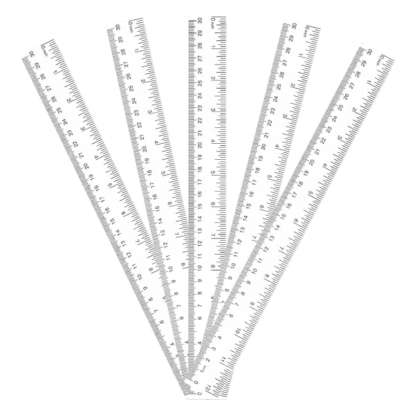 5 st klar linjal, plastlinjal 12" linjal med cm och tum, (12" x 1,2")