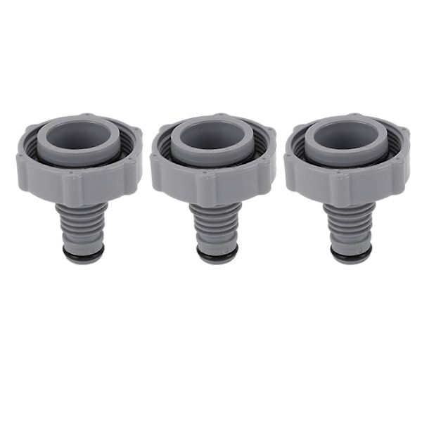 3 stk. Aftapningsventil til Swimmingpool - Udskiftning til P6h1419 - Indvendig gevind 1,6 tommer - Indvendig interface ydre diameter 1,3 tommer - Grå