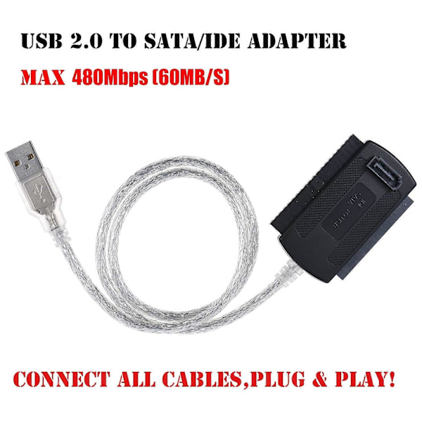 SATA PATA IDE Drev til USB 2.0 Adapter Konverter Kabel EU Stik