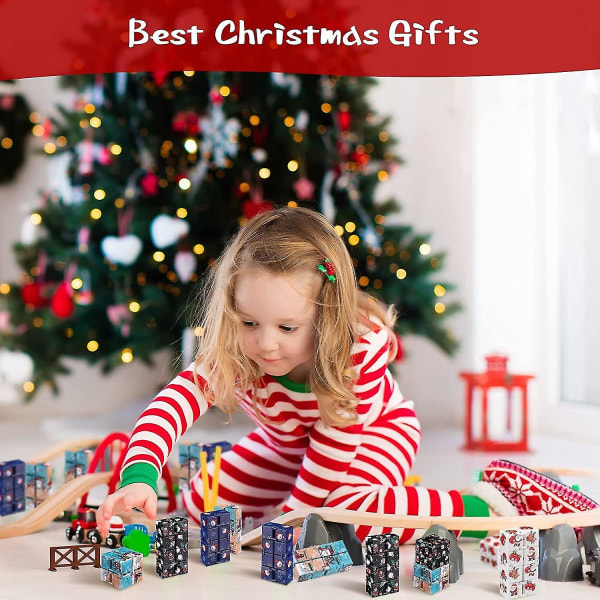 4 stykker Christmas Infinity Cube Fidget Legetøj Sødt Fidgeting Spil Håndholdt Finger Legetøj Mini Fidget Blokke til voksne og teenagere Angstlindring og drab