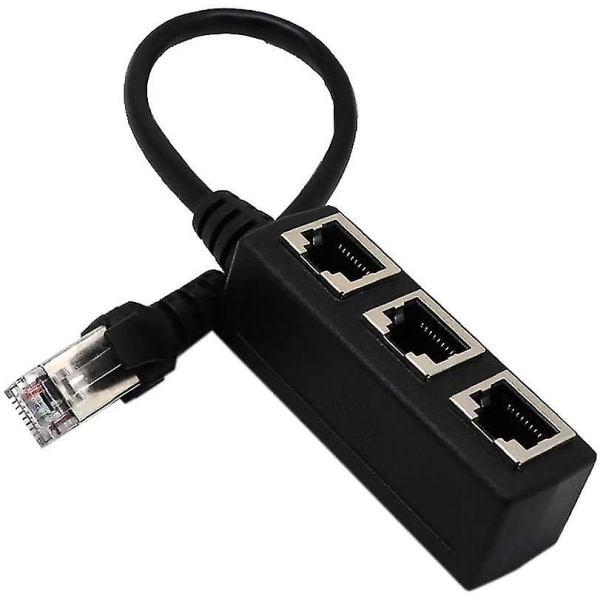 Nettverk 1 til 3 ports Ethernet-adapterkabel, nettverkskabelsplitter, Ethernet en-til-tre-forlengelseskabel