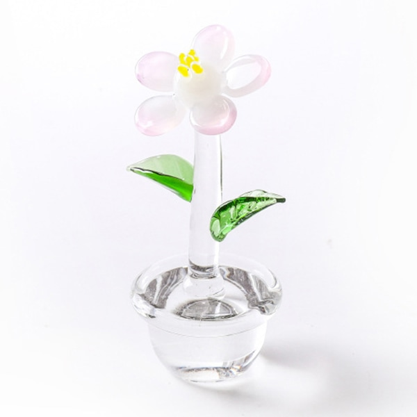 Handgjorda glasblåsta små söta blommor Handblåsta glaskonstfigurer för hemmakontor Bordsskiva Trädgårdssimuleringsdekorationer Bil inre prydnader