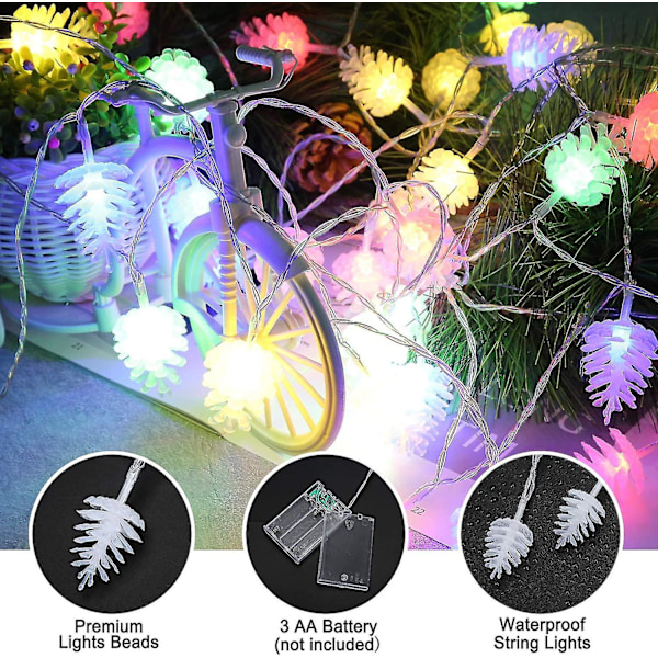 Julgranspynt med LED-ljusslinga, 40 lampor, 6 meter, för inomhus- och utomhusbruk, trädgård, julgran, fest