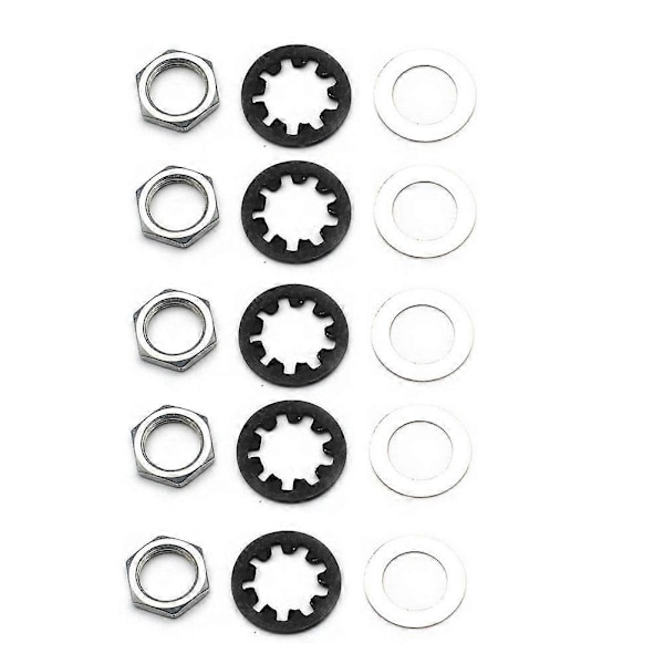15 st Potentiometer Muttrar Set Brickor Passar CTS Gitarrpottar Switchcraft Tillbehör Sexkantmuttrar Platta Brickor Låsbricka Gitarrdelar