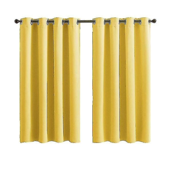 Mörkläggande gula gardiner 2 paneler med öljetter för vardagsrum (storlek: 42 * 63 tum)