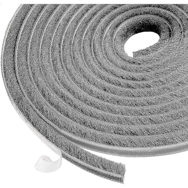 10m Brush Strip, Windproof And Dustproof Self Adhesive Brush Seal For Movable Windows And Doors, 9mm Width X 9mm Height, Gray Betterlifefg