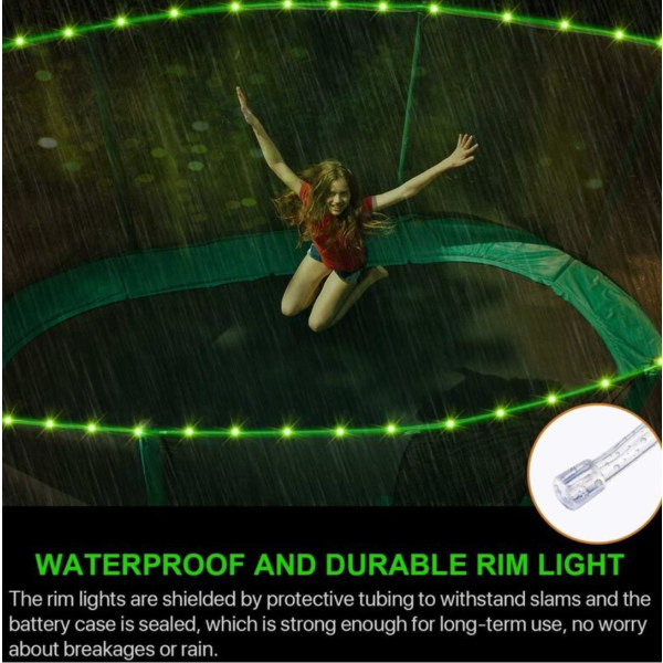 LED trampolinlys, fjernbetjent trampolinramme, 16 farver,
