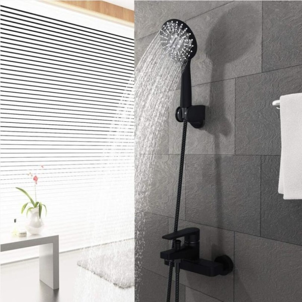 Väggmonterad badblandare med handdusch med hållare och 150 cm badrum duschslang