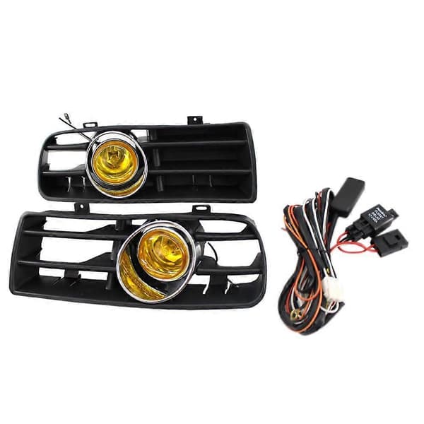 Frontfanger Grill Gul Tåkelys for -Mk4 Golf 1998-2004 med LED Tåkelys Dagkjørelys