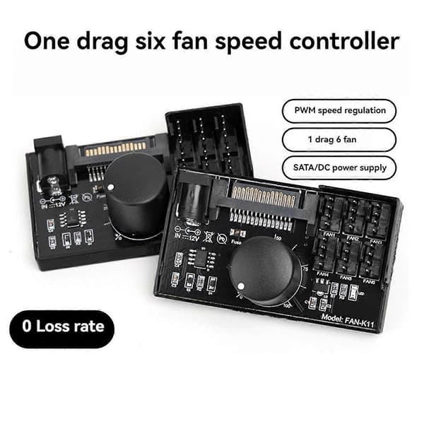 PWM Fläkthastighetskontroller Hög Effekt Sata DC Ström 4Pin Fläktregulator NAS Server Fläkthastighetskontroll PWM