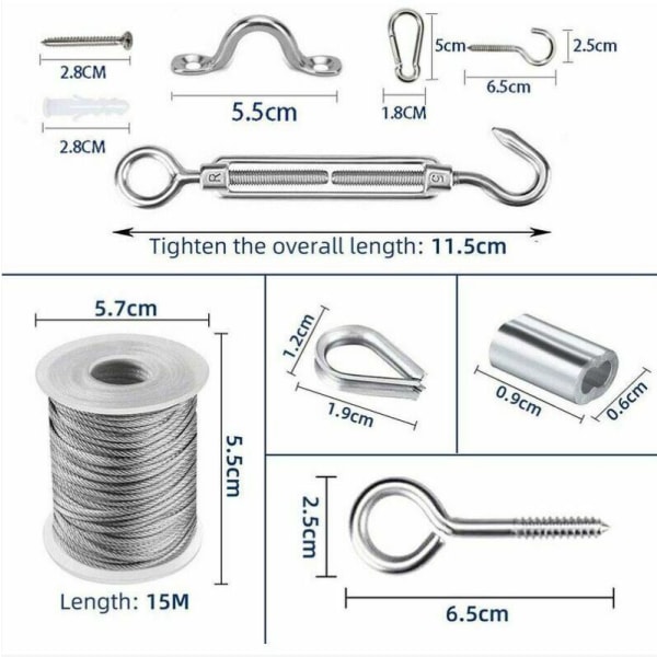 Rostfritt stål hängande rep rostfritt stål rep utomhus kläder rep utomhus metall rep utomhus kläder rep (30m)