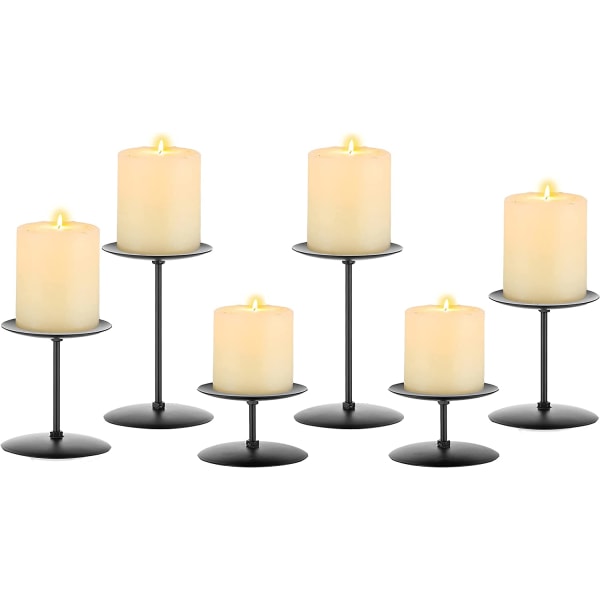 Sort lysestage stang - sæt med 6 lysestager moderne metal dekoration bryllup bord