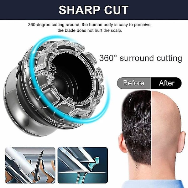 Bærbar elektrisk hårklipper 360 rotasjon hårklipper maskin for menn barbering glatt hode vanntett Ipx6 1500mah