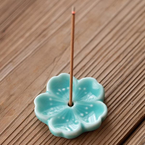 Farfi Realistic Aromatherapy Censer Kiillotettu keraaminen Tyylikäs kukka Suitsukepidike lahjoihin