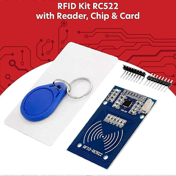 RC522 RFID Kit 13.56MHz SPI Läsarmodul med IC-kort & Chip Kompatibel för Arduino, Raspberry Pi