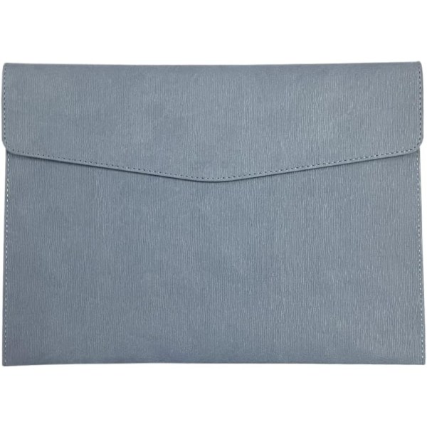 1 stk læder A4-mappe, vandtæt kuvertkuvert-mappeboks bælteknap (gråblå)