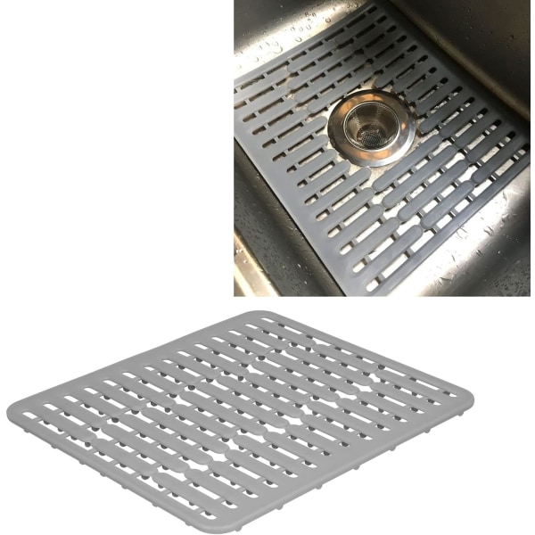 Sink Mat for Stainless Steel/Ceramic Sink, Durable and Quick Drain (Grey)