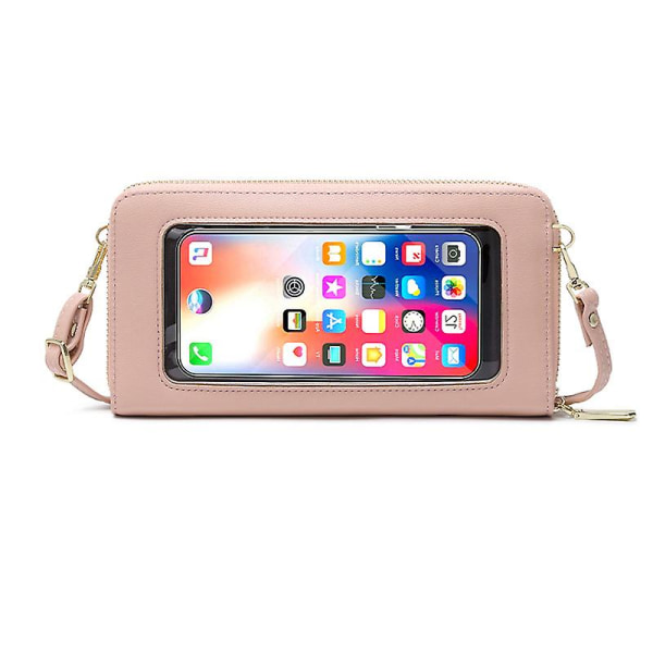 Kosketusnäyttöinen matkapuhelinlaukku, olkapää, poikkivartaloinen niche-ilmanpoistoa estävä matkapuhelinlaukku Pink