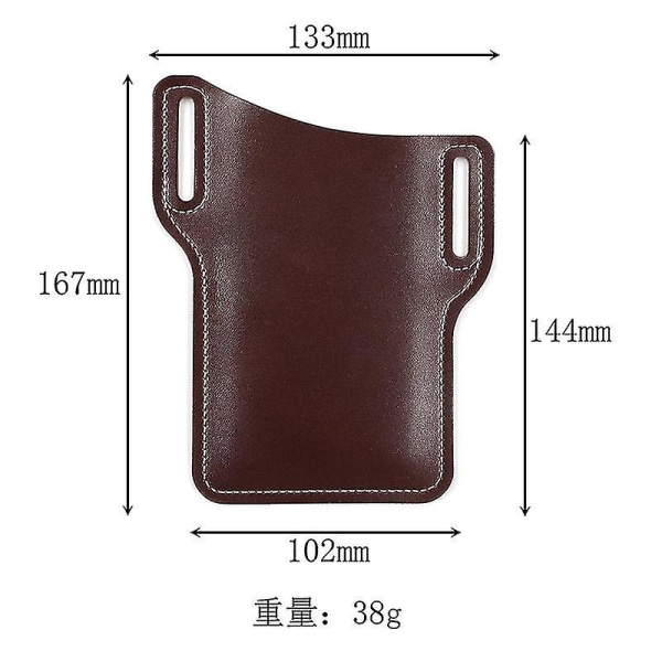 Mobiltelefontaske i PU-læder bærbar taljehængende mobiltelefonopbevaringstaske Dark Brown