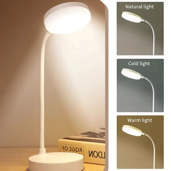 Bærbar LED-bordlampe, øyebeskyttelse, 3 dimmemoduser for soverom, nattbordslampe