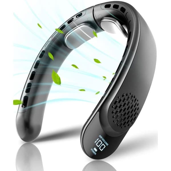 Halsventilator - LED-display - 3 hastigheder - 4000 mAh batteri