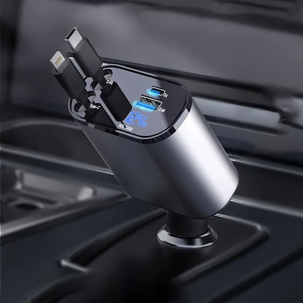 Biloplader 100W - Oplader til bilen - iPhone/Samsung - USB-C