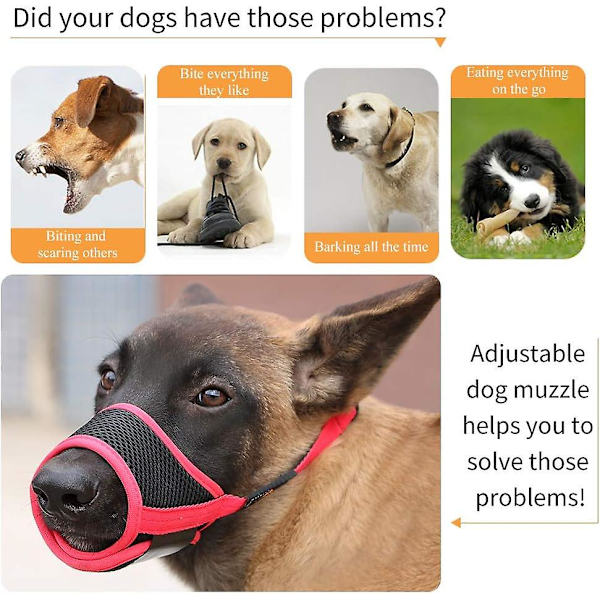 Andiker Hundemunnbind, Mesh, Med Justerbar Spenne Og Myk Polstring, For Å Forhindre Bjeffing, Biting Og Tygging, Svart, Størrelse S