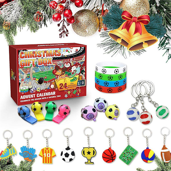 Julekalender med Fodboldoverraskelser - 24 Dages Nedtælling - Blind Box - Julegave