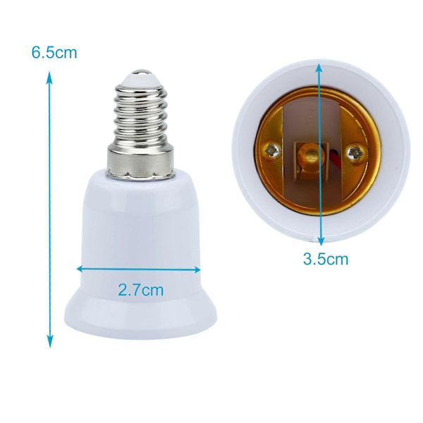 E14 til E27 lampebaseadapter i HVIT – 4x lampe adapter for omformatering fra E14 til E27