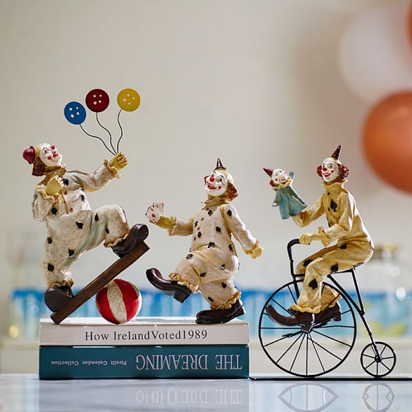 Cirkus clown karaktär prydnader hem kreativ dekoration harts hantverk