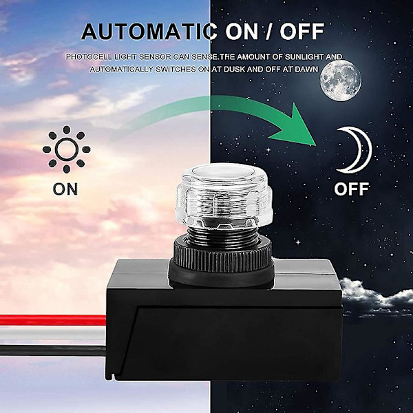 Fotoelektrisk Switch Automatisk Skumring til Fotoelektrisk Sensor, Velegnet til de fleste Hardwirede Udendørs L