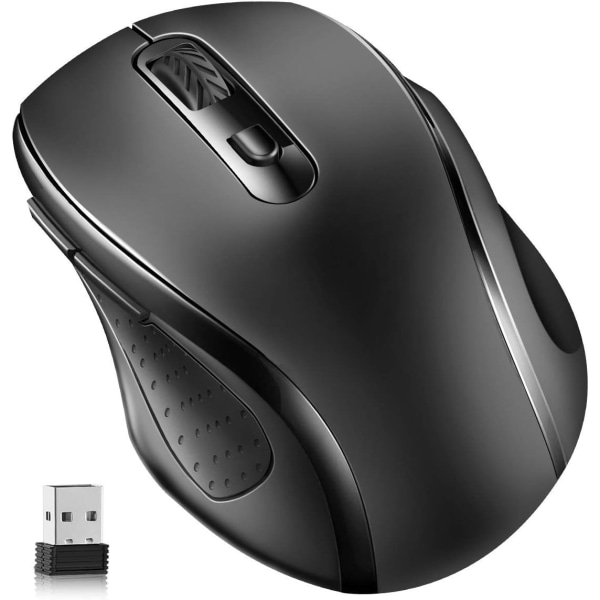 Langaton hiiri, 2.4G langaton hiiri Kannettavat hiiret nanovastaanottimella, kannettavalle tietokoneelle, kannettavalle tietokoneelle (musta)