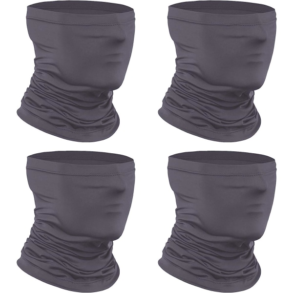 [4-pack] Halsduk med halsduk, turban som andas, cover för ansiktet, kylande nackleggings ridning (grå)