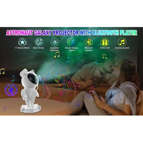 Galaxy Night Light Projektor Astronaut Form Bluetooth Högtalare Fjärrkontroll