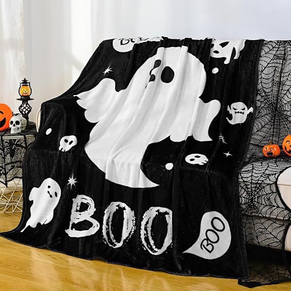 Halloween tæppe - Plys Halloween tæppe - Hyggeligt flanelgråt Halloween dekoration til fest sofa seng stue 50\"x60\" Stil 32