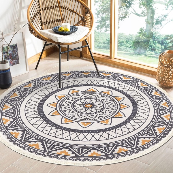 Etnisk stil bomullstråd vävning utskrift hushållssoffbord matta (Bohemian 120*120cm)