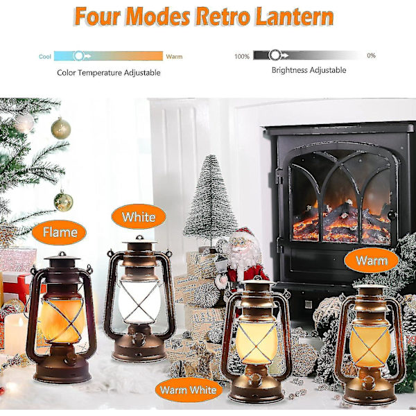 Mkk Ge Lyhty Led-akulla toimiva retkeilylamppu Ulkoilma riippuvalaisin Väreilevä liekki Ladattava Retro Lyhdyt Kaukosäädin 4 tilaa Valo Ei-