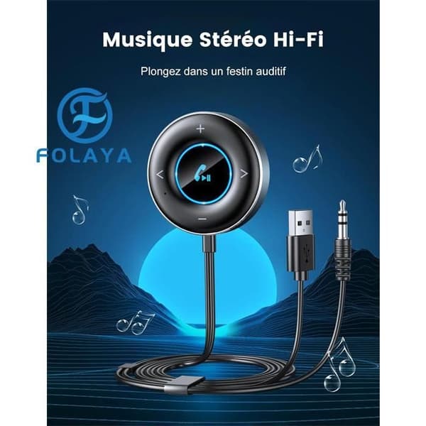 Bluetooth 5.3 -sovitin - Handsfree-sarja - Sisäänrakennettu mikrofoni - 3,5 mm liitin