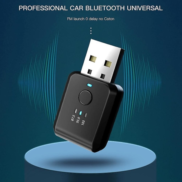 Fm-sender Car Wireless Bluetooth 5.0 Radio Car Kit Håndfri lydadapter Ingen forsinkelse Ingen støy A